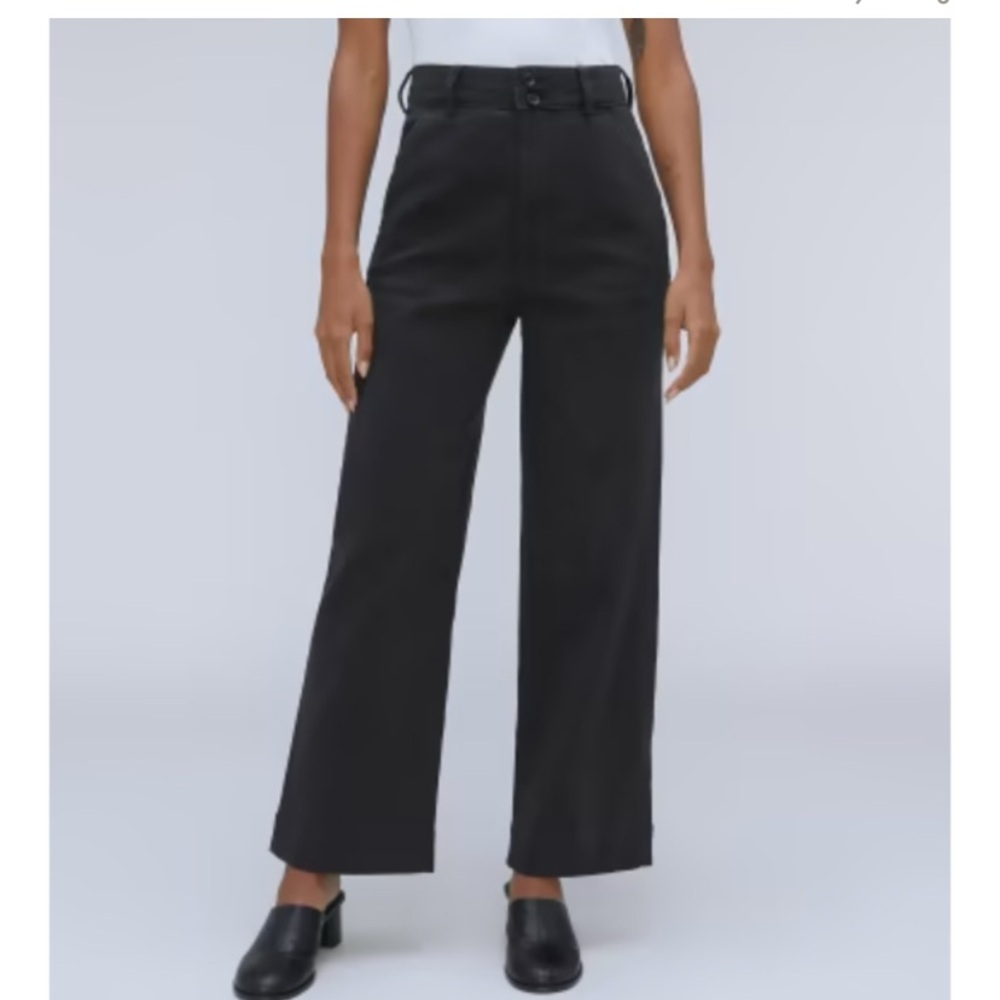 Everlane The Organic Wide Leg Crop Pant High Rise Size 4 Black